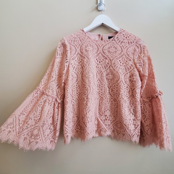 Worthington Blush Pink Lace Blouse Small Size - Picture 5 of 12